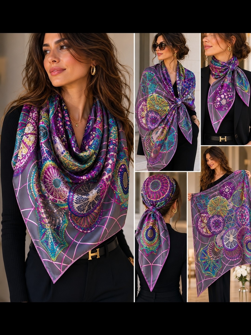 Hermes Purple Medallion  Women's Scarf